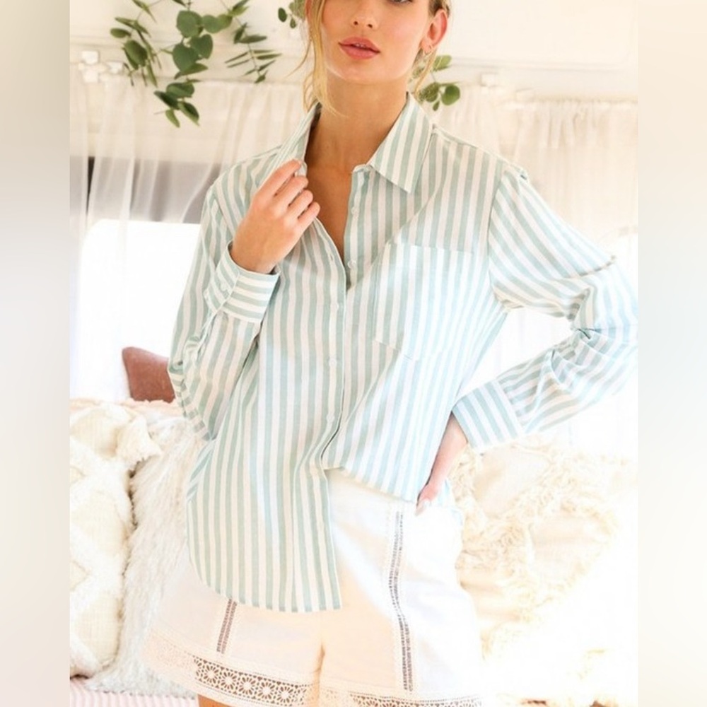 Collared Stripe Cotton Top